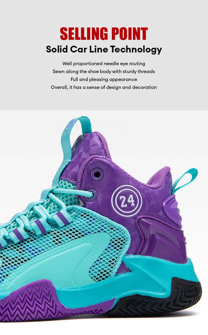 Kids Basketball Shoes Legendary Number Children's Anti-Slip Breathable Outdoor Sports Sneakers for Boys Daily Training Exercise