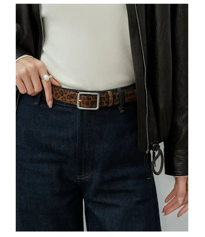 Fashion Suede Cowhide Women‘s Belts Genuine Leather 2.8cm Wide Belt Metal Buckle Women Belt Matched Dress Jeans Skinny Girdle
