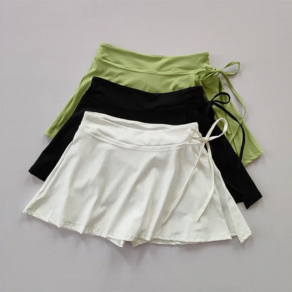 Pockets V High Waist Long skirts Woman Fitness Quick drying Running Outdoors Mini Skirts for Women