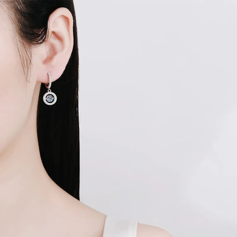 Real Moissanite Jewelry Set 925 Sterling Silver Sparking Beating Heart Diamond Pendants Necklace Hoop Earrings For Women Gift
