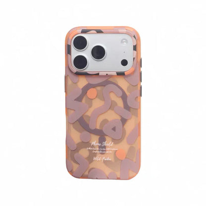 For MagSafe Geometric Graffiti Phone Case for iPhone 17 16 15 14 13 Pro Max Air Magnetic Wireless Charging Hard Shockproof Cover
