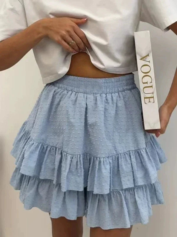 2025 Spring/Summer New European and American Women's Fashion Elegant Solid Color High-Waist Lace Design Sexy Cake Skirt Half Ski