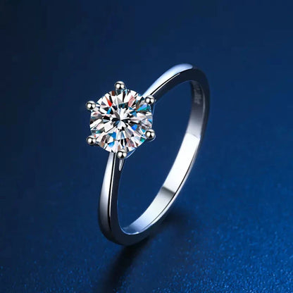 0.3ct 4mm Moissanite Diamond Ring for Women S925 Sterling Silver with Gold Plated Eternity Band Wedding Party Jewelry