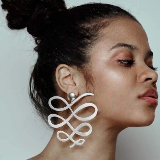 1 Pair Squiggle Earrings Large Infinite Dangle Earrings Gift for Her Fashion African Jewelry Can Custom Laser Engraving Name