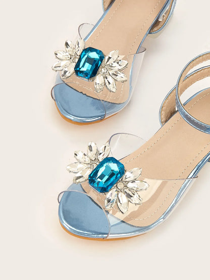 New Children's Shoes Crystal High Heels Girls' Baby Rhinestone Princess Shoes Fashion Transparent Kid's Sandals