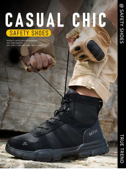 Rotating Button Style Protective Shoes Men Safety shoes Anti-Smash Puncture-Proof Indestructible Work Boots Steel Toe Men Shoes