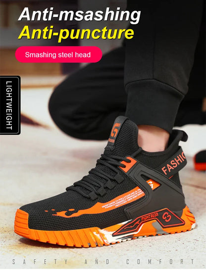 High Top Safety Protective Shoes Steel Toe Safety Shoes Men Anti-Smash Anti-Puncture Work Shoes Men Work Safety Boots fashion