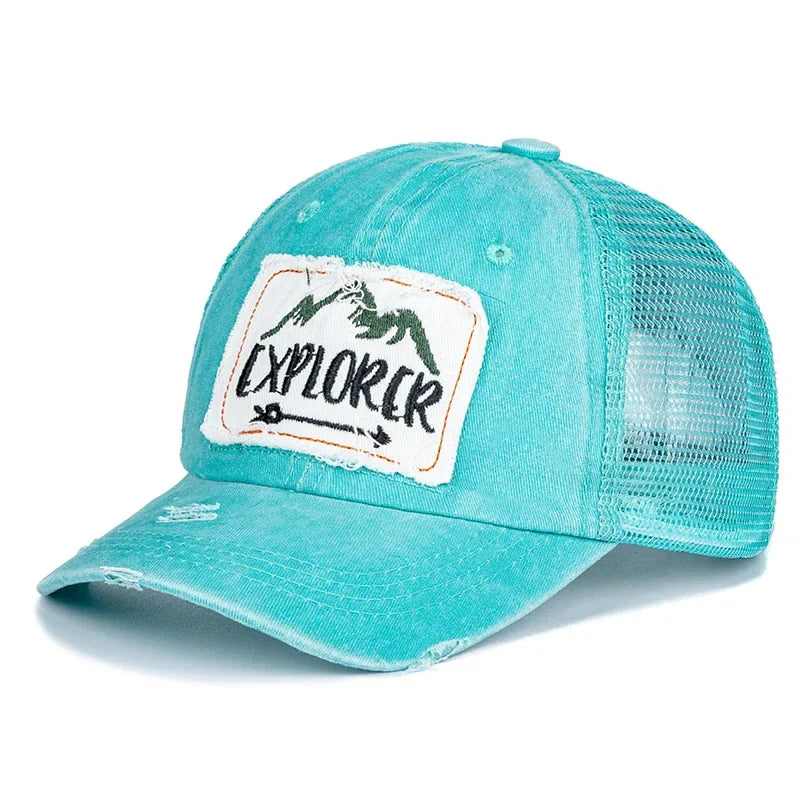 Unisex Washed Cotton Cap Mountain Embroidery Vintage Baseball Caps Men Women Adjustable Breathable Outdoor Streetwear Sports Hat
