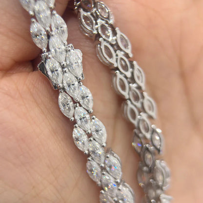 3*6mm 0.3ct Marquise Cut Moissanite Diamond Tennis Bracelets with Certifcate 100% S925 Silver Bridal Wedding Bracelet for Women