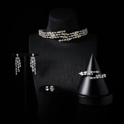 Choker Necklace Sets for Women Cubic Zirconia Choker Jewellery Set Dubai Saudi Party Engagement Accessory Bridal