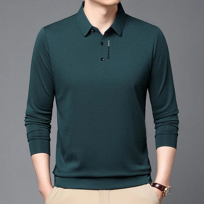 Polo Shirt Men's Spring and Autumn 2024 New Long Sleeved T-shirt Men's Business Casual Inner Top Base Shirt