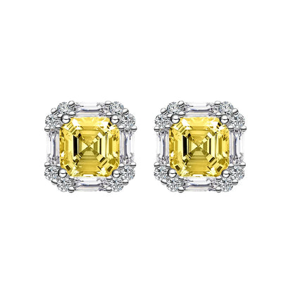 100% 925 Sterling Silver 7*7mm High Carbon Diamond 18K Gold Plated Stud Earrings For Women Sparkling Fine Jewelry Gifts