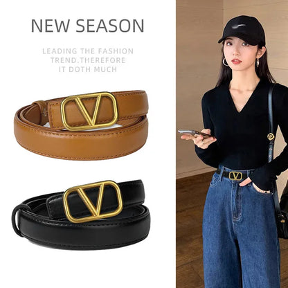 Classic ladies belt casual Joker ladies thin belt fashion personality with pants.