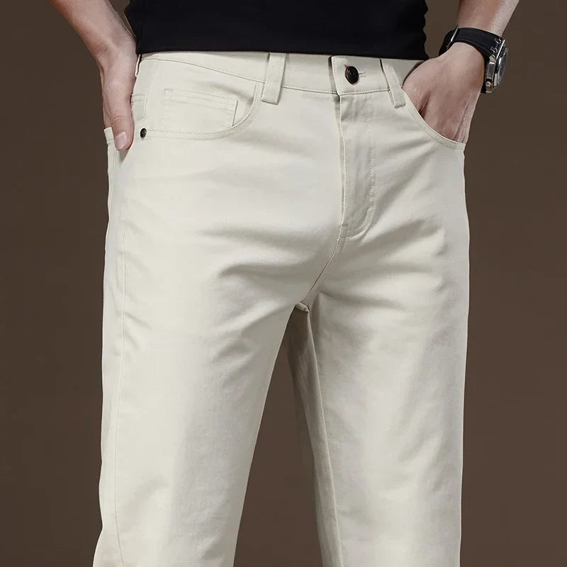 2024 New Autumn Men's Business Casual Trousers Work Pants Male Formal Dress Pants Straight Men's Clothes Black Gray Apricot