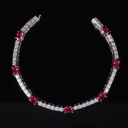 Lab Grown Ruby Tennis Bracelet 925 Sterling Silver Birthstone Bracelet  Fancy Party Wear Bracelet Gift For Women