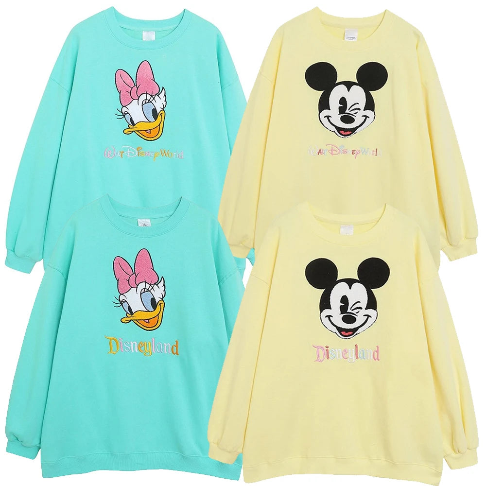 Sweatshirt Mickey Mouse Daisy Duck Cartoon Print Embroidery Women Pullover Fleece Tee Jumper Tops
