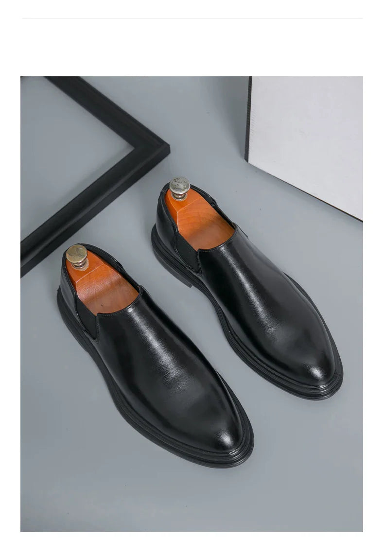 Men's riding boots British low-top short leather boots men's business formal leather shoes genuine leather casual Chelsea boots