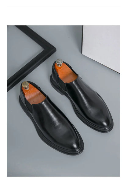 Men's riding boots British low-top short leather boots men's business formal leather shoes genuine leather casual Chelsea boots