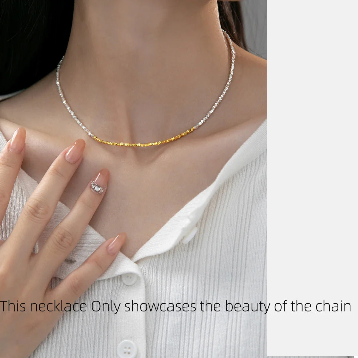 15+4.5cm Simple Irregular Bead Bracelets For Women Silver 925 Gold Design Sterling 925 Silver Women's Bracelet