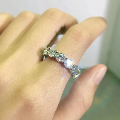 Luxury 2.2cttw 3mm Moissanite Full Enternity Diamond Engagement Ring For Women S925 Silver Wedding Band Rings Fine Jewelry