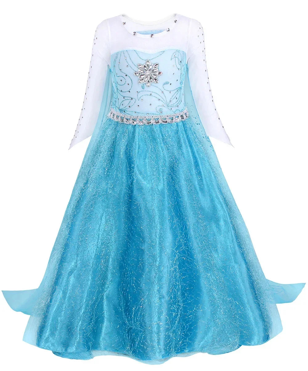 Girls Frozen 2 Elsa Anna Princess Mesh Sequin Clothes Kids Cosplay Snow Queen Costumes Carnival Birthday Party Elsa Gowns