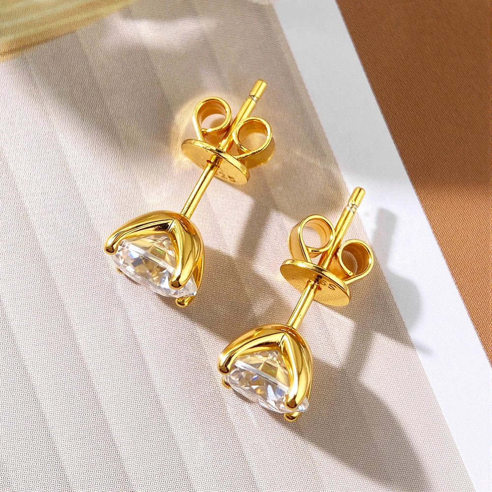 Real 0.2CT-3CT D Color Moissanite Four Claws Stud Earrings For Women Top Quality 100% 925 Sterling Silver Wedding Jewelry
