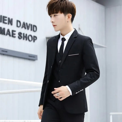 Men's Wedding Suit Three-Piece Set Brother's Match Groomsmen Formal Wear Business Casual Polyester Fiber Flat Collar Slit
