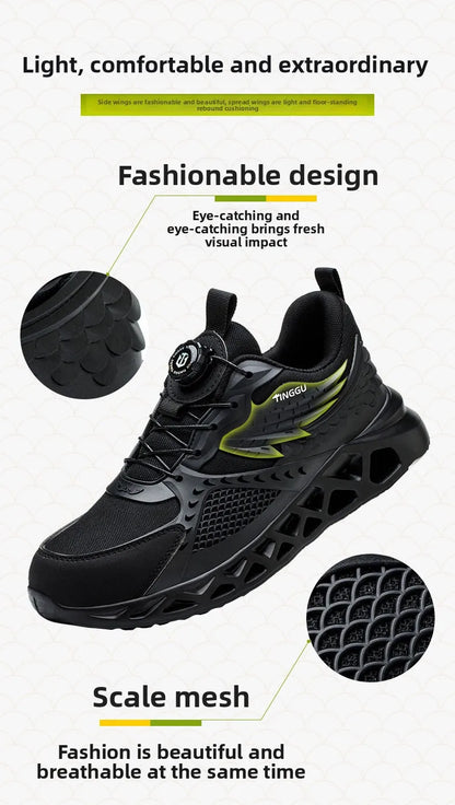 Men's Summer Mesh Labor Protection Shoes Anti-Smashing Wear-Resistant Outdoor Construction Site Protection Work Shoes Anti-Pierc