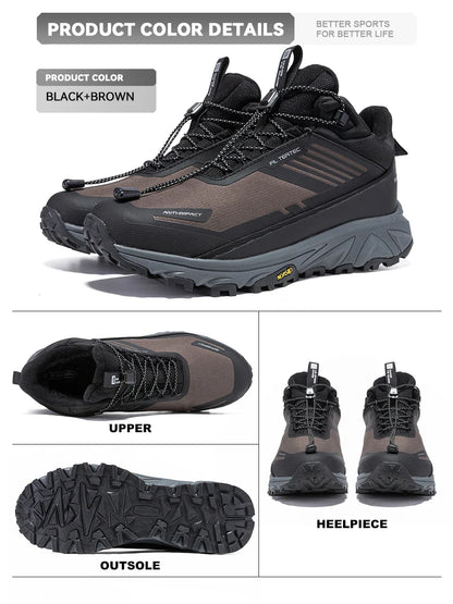 Men Hiking Shoes Outdoor Waterproof Resistant Sneakers Male Winter Comfort Plush Warm Casual Walking Shoes Non-Slip