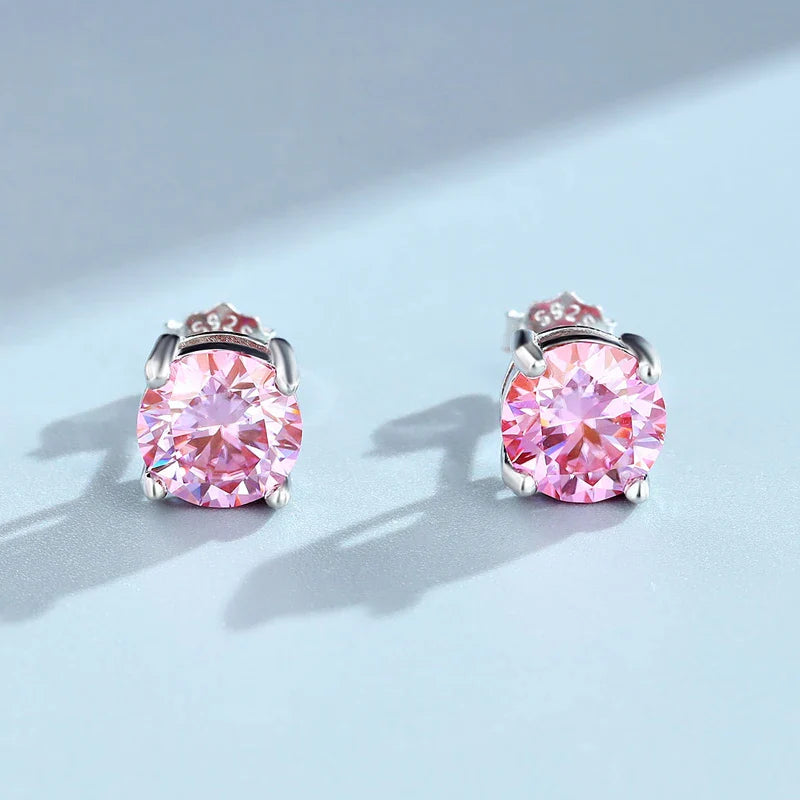 0.3-2CT Colorful Moissanite Studs Earrings for Women Sparkling Diamond Jewelry Certified 100% 925 Sterling Silver Earring
