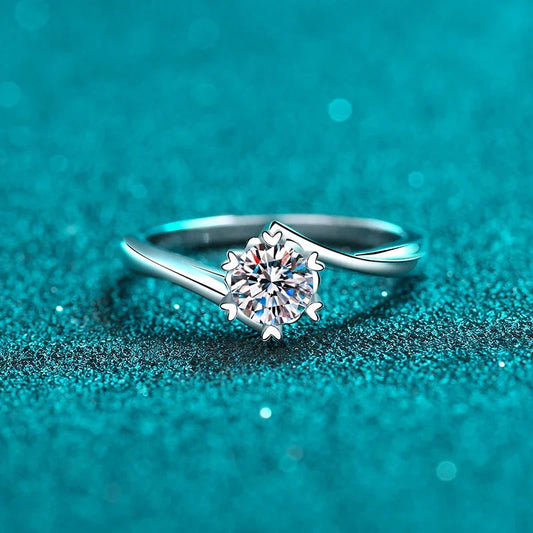0.5ct 5mm Moissanite Ring Lab Diamond Solitaire Ring for Women Engagement Promise Bands Wedding Band Fine Jewelry
