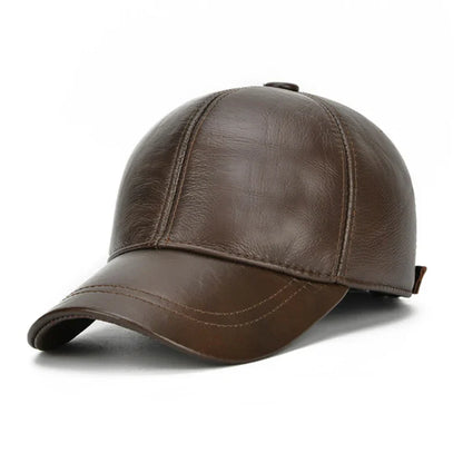 Adjustable Men's Genuine Cowhide Leather Baseball Cap for Fall Winter Outdoor Sports Hat Men Real Cowhide Leather Caps