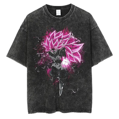 Retro Washed T-shirt Wukong Demon Man Buou Pure Cotton Cartoon Men's and Women's Animation Short-sleeved Clothing