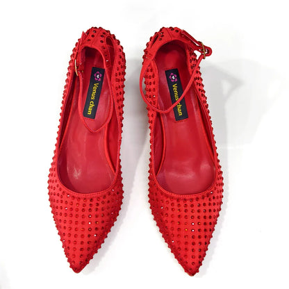 Women's Heels & Bag Set – Rhinestone-Embellished Designer Shoes Perfect for Weddings & Special Occasions