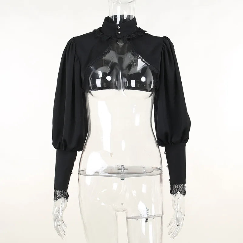 Sleeve Smock High Street Sexy Black Winter Long Sleeve Crop Top Aesthetic Fairy  Blusas Mujer De Moda 2022