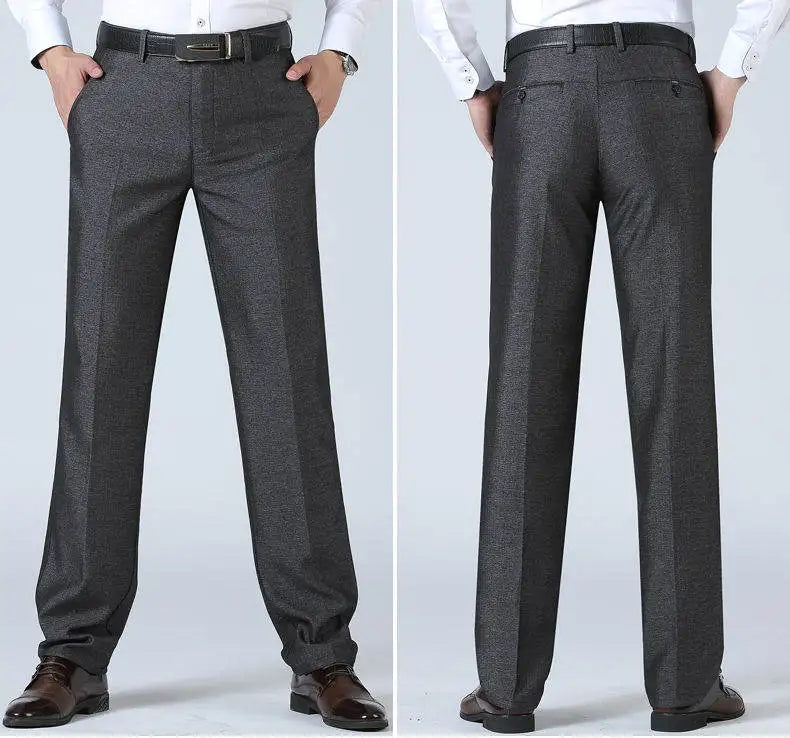 Mens Trousers Business Casual Pants Spring Summer Dress Pants Black Grey Loose Formal Suit Pants for Dad Husband