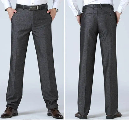 Mens Trousers Business Casual Pants Spring Summer Dress Pants Black Grey Loose Formal Suit Pants for Dad Husband
