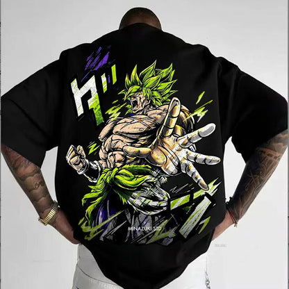 Dragon Ball Summer Men's T-shirt Japanese Anime Broli Cotton Y2K Harajuku Short Sleeve Street Loose Breathable Top DBZ Clothes