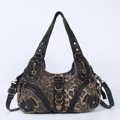 Women Handbags Leopard Bag Top-handle Handbag Fashion Satchel Dumpling Pack Shoulder Bag Tote Bag Hobos Large Purse