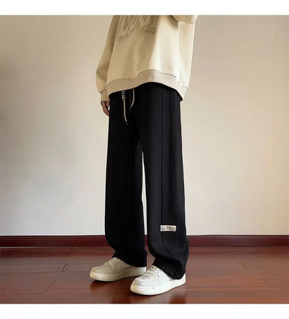 High-street cool pineapple plaid straight-leg wide-leg pants for men, casual outdoor party loose floor-length pants