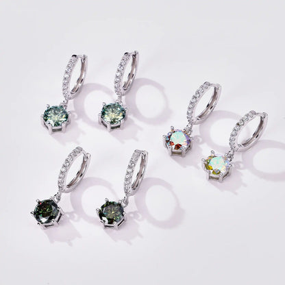 925 Sterling Silver 1 Carat Moissanite Drop Earrings for Women Charm Engagement Fine Jewelry Gift for Female Party Date