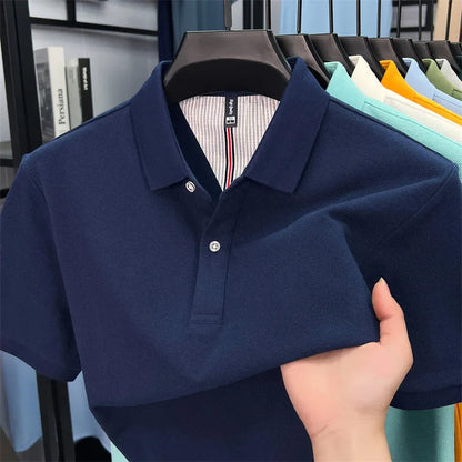 100% cotton short sleeve polo shirt comfortable lightweight high-end brand fashionable simple summer men's casual lapel T-shirt