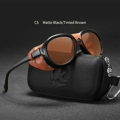 Luxury Steampunk Pilot Sunglasses Men and Women Soft Leather Shield Glasses UV400 Protection KD2095
