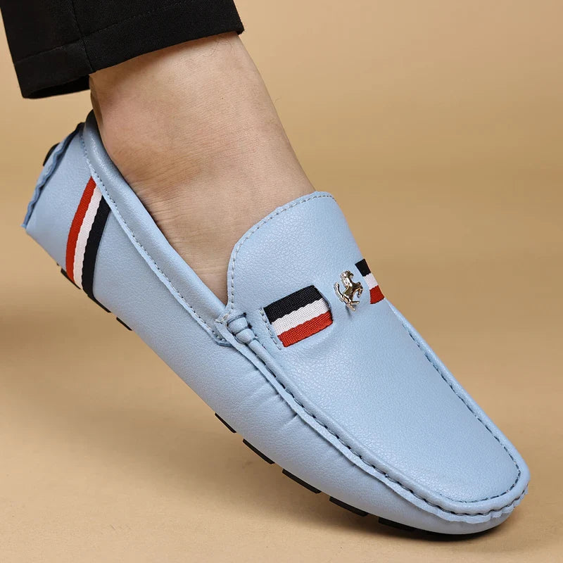 White Loafers Mens Black Leather Loafers for Man Casual Slip on Moccasins Men Comfy Moccasin Driving Shoes for Men