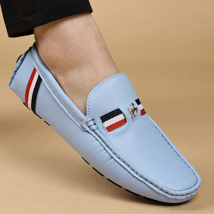 White Loafers Mens Black Leather Loafers for Man Casual Slip on Moccasins Men Comfy Moccasin Driving Shoes for Men