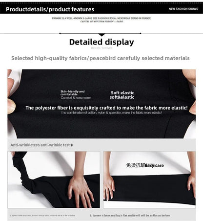 Elastic Waist Dress Pants Men, Professional Office Trousers Wrinkle Resistant, Spring Autumn Slim Fit Thin Business Chino Pants