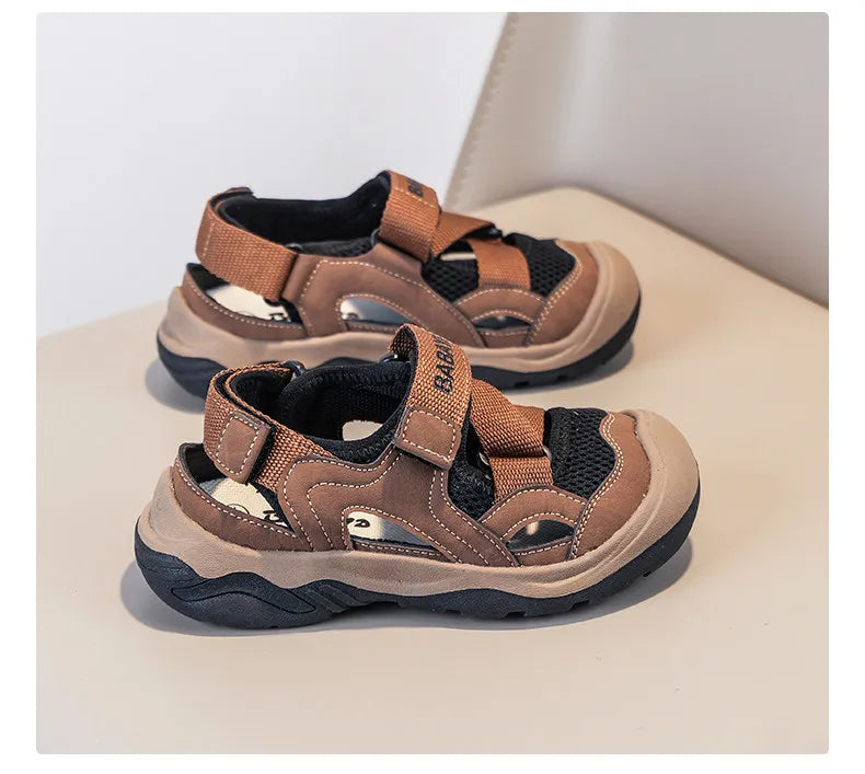 2026 Summer New Breathable Children Sandals Closed Heel Mesh Casual Sports Shoes Cool Boys Sandals For Outdoor Leisure