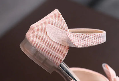 2026 New Children Sandals Rhinestone Bow Wedding Princess Girls Sandal Party Dance Baby Student Flats Kids Performance Shoes