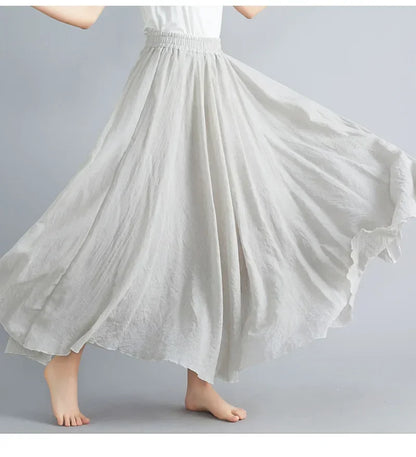 Fashion Cotton Linen Clothes Women Skirts Maxi Y2k Elegant Beach Saia Ropa Mujer Casual Vestido Boho Long Skirt Faldas Harajuku