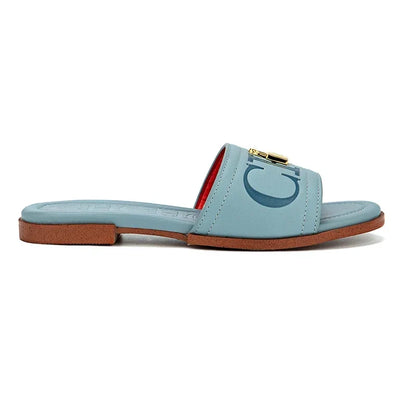 Fashion Monogram Print Elegant Design Women's Low Heeled Slippers Solid Color High Quality Metal Lock Simple Single Shoes